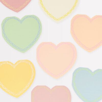 SERVIETTE COEUR PASTEL 16.5X15.2CM (16)