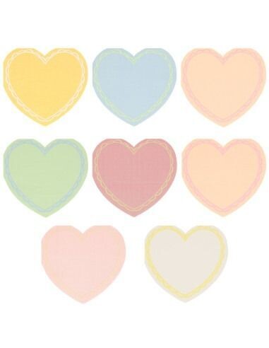 SERVIETTE COEUR PASTEL 12x11.5CM (x16)