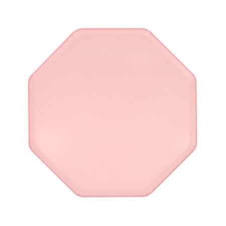 ASSIETTE OCTOGONALE ROSE BARBE A PAPA 21CM (x8)