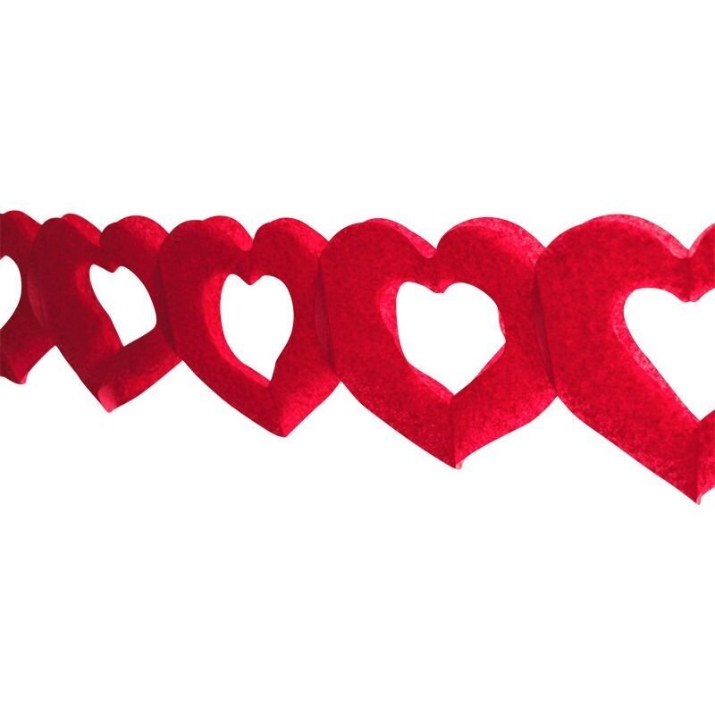 GUIRLANDE PAPIER CŒURS ROUGE 4M