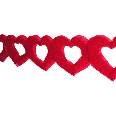 GUIRLANDE PAPIER CŒURS ROUGE 4M