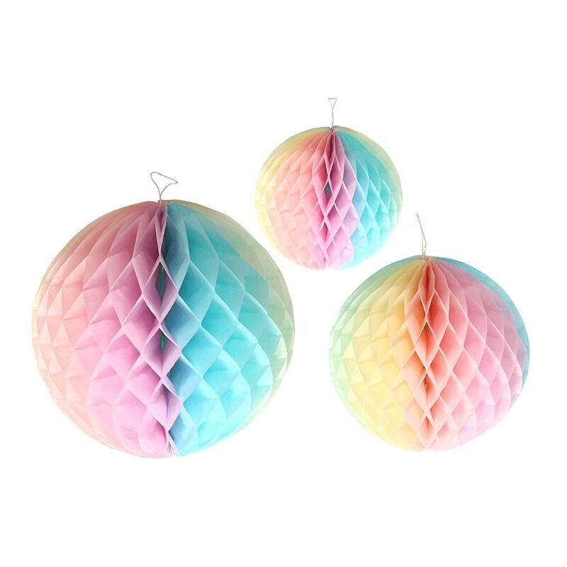 BOULE PASTEL ALVEOLEE 15CM, 20CM ET 25CM (x3)