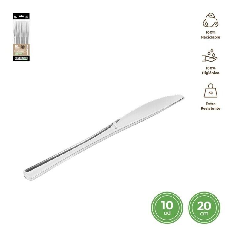 COUTEAU PLASTIQUE EFFET INOX 20CM (10)