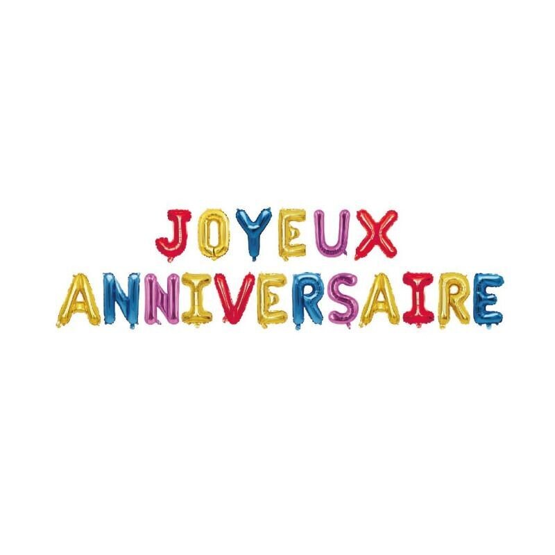 GUIRLANDE DE BALLONS "JOYEUX ANNIVERSAIRE" ARC EN CIEL 40CMx4M