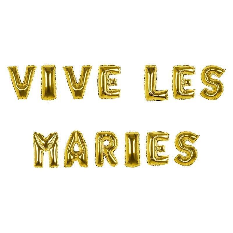 GUIRLANDE DE BALLONS "VIVE LES MARIES" OR 30CMx3.50M