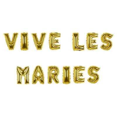 GUIRLANDE DE BALLONS "VIVE LES MARIES" OR 30CMx3.50M