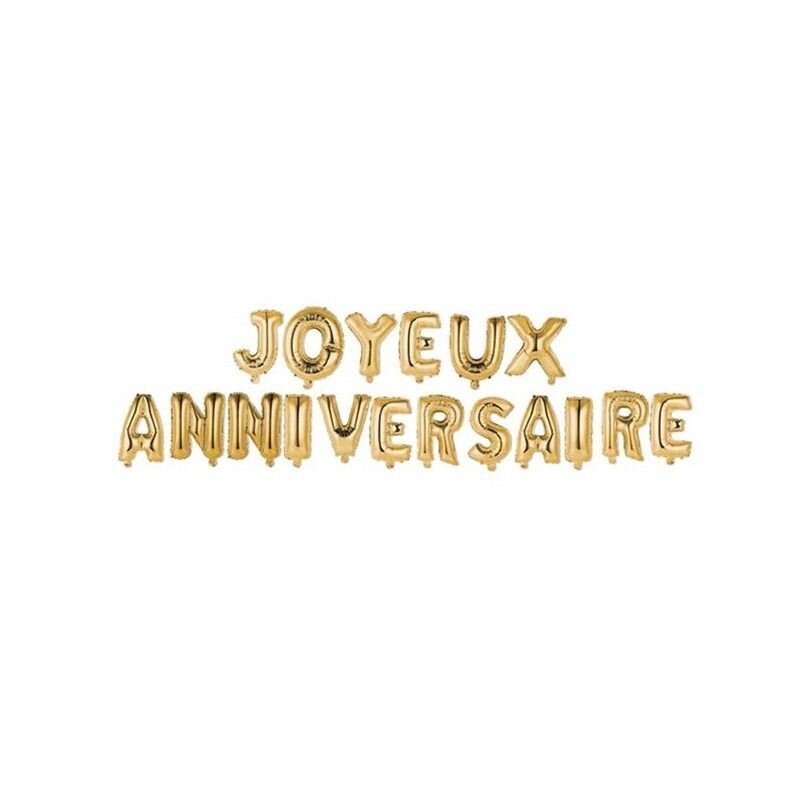 GUIRLANDE DE BALLONS "JOYEUX ANNIVERSAIRE" OR 40CMx4M