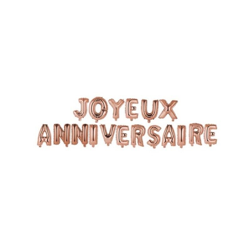 GUIRLANDE DE BALLONS "JOYEUX ANNIVERSAIRE" ROSE GOLD 40CMx4M