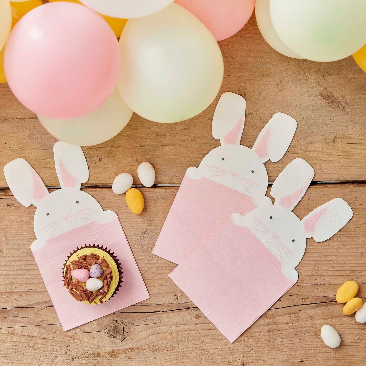 SERVIETTE LAPIN ROSE (x16)