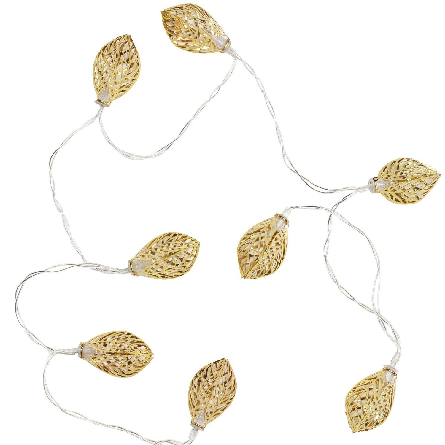 GUIRLANDE LUMINEUSE LED FEUILLES DOREES 1.50M