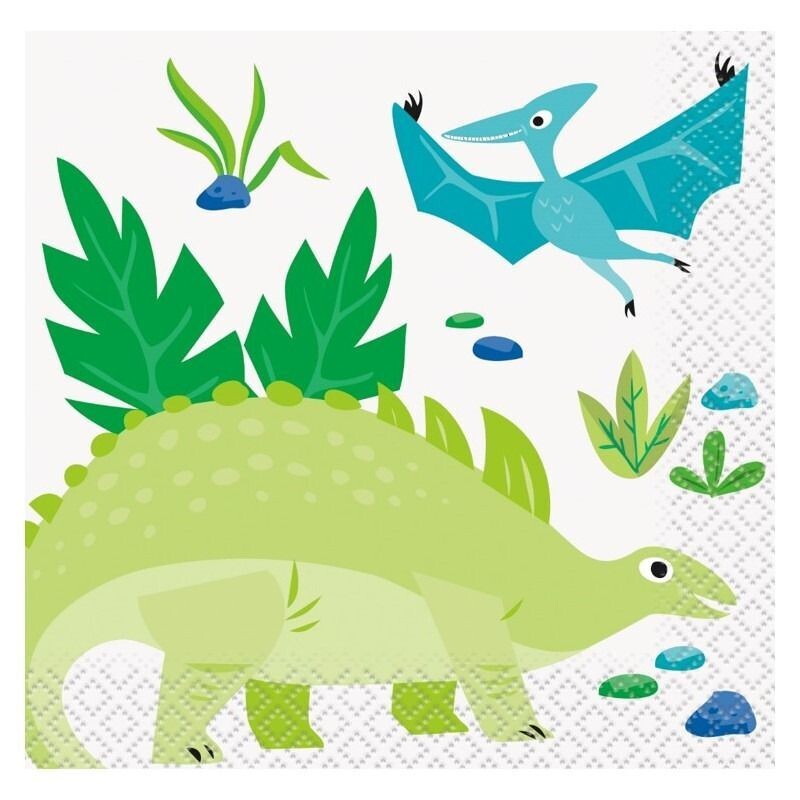 SERVIETTE COCKTAIL DINOSAURES 24CM (x16)