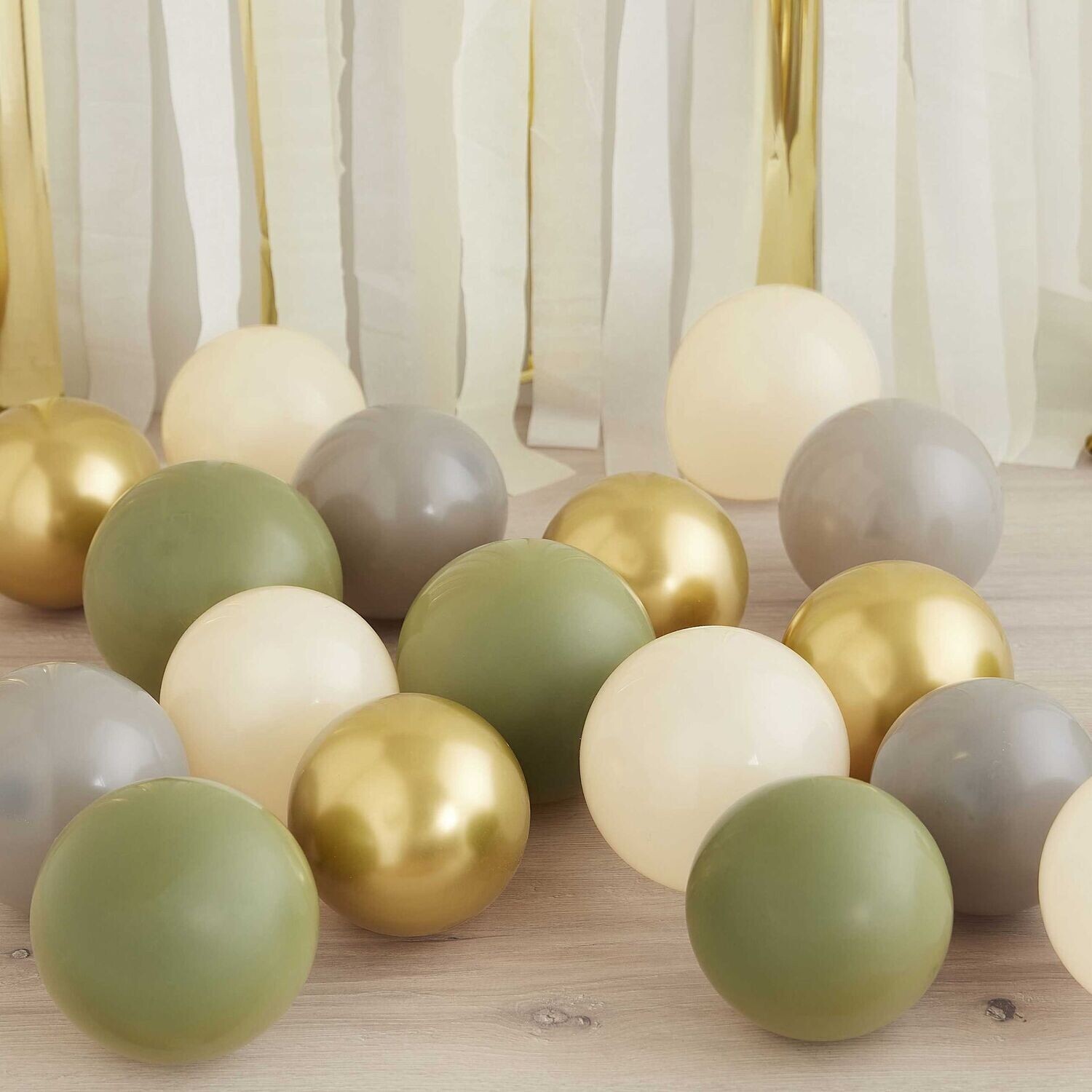 BALLON VERT SAUGE, OR, GRIS ET NUDE 12CM (x40)