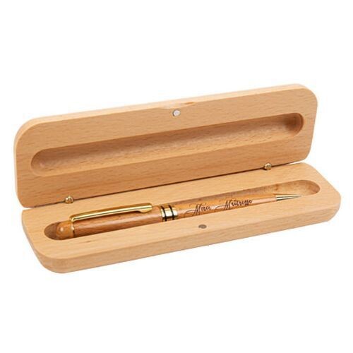 PLUMIER ET STYLO "MERCI MAITRESSE" BOIS 17.5x5.5x2.5CM