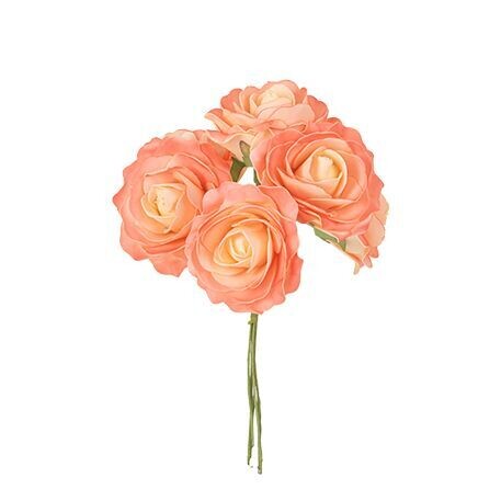 ROSE MOUSSE PECHE ET CORAIL 25CM (x6)