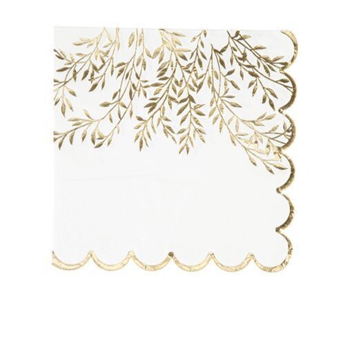 SERVIETTE JOLIS BRINS BLANC ET OR 33CM (x16)
