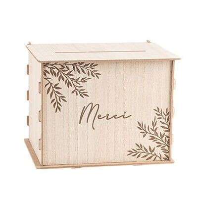 URNE "MERCI" BOIS 30x23.5CM