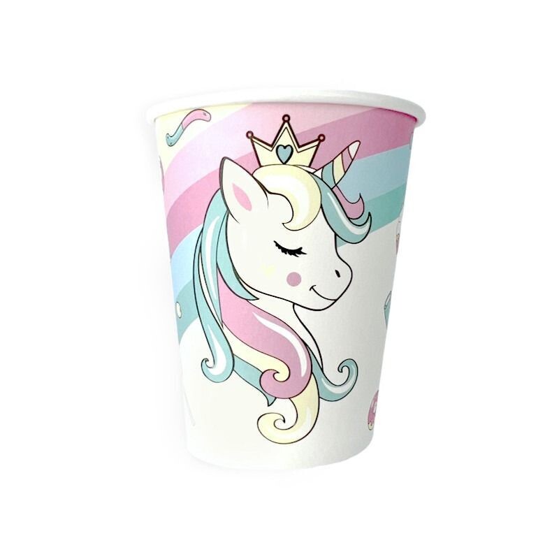 GOBELET LICORNE PASTEL 21CM (x8)