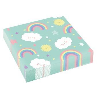 SERVIETTE NUAGES ET ARC EN CIEL 33CM (x20)