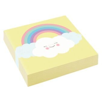 SERVIETTE COCKTAIL NUAGE ET ARC EN CIEL 25CM (x20)
