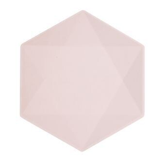 ASSIETTE HEXAGONALE ROSE PASTEL 26.1x22.6CM (x6)