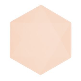 ASSIETTE HEXAGONALE SAUMON PASTEL 26.1x22.6CM (x6)