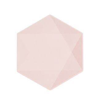 ASSIETTE HEXAGONALE ROSE PASTEL 20.8x18.1CM (x6)