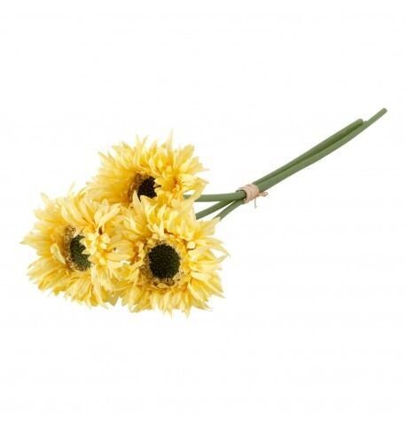 BOUQUET 3 GERBERAS JAUNE 25CM