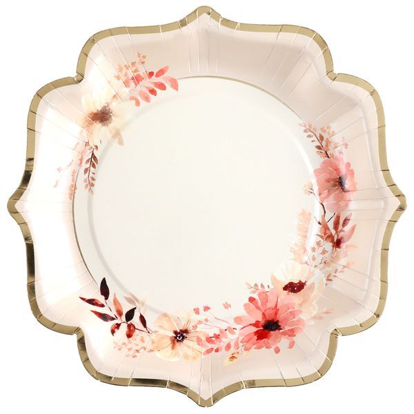 ASSIETTE DECOR FLORAL 21CM (x10)