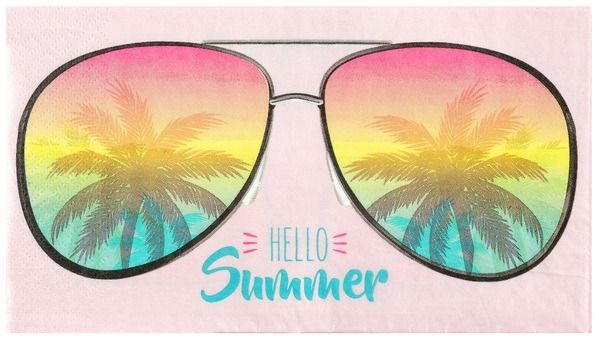 SERVIETTE HELLO SUMMER SUNGLASS PASTEL 40x33CM (x20)