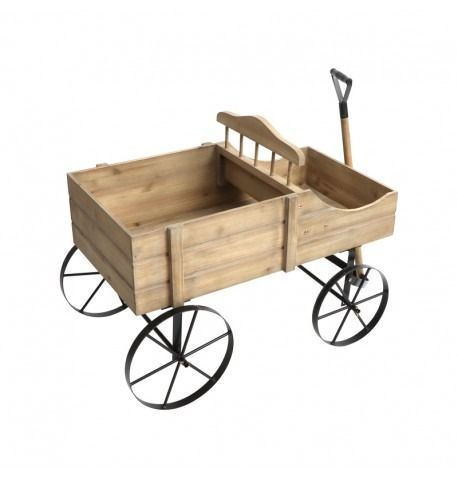 CHARIOT BOIS ROUES METAL 85x54x65CM