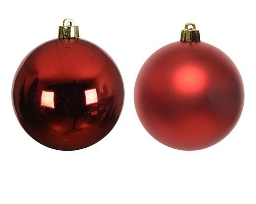 BOULE PLASTIQUE ROUGE BRILLANT ET MAT 10CM (x4)