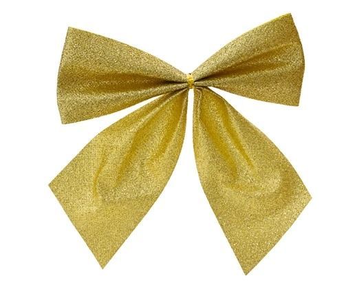 NOEUD SUR CLIP PAILLETTES OR 12x13CM (x2)