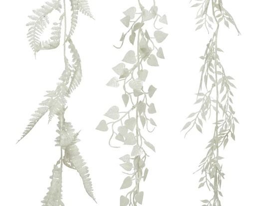 GUIRLANDE DE FEUILLAGE PAILLETTES BLANCHES 1.80M 3 MODELES ASSORTIS