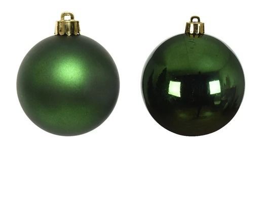 BOULE PLASTIQUE VERT SAPIN BRILLANT ET MAT 10CM (x4)