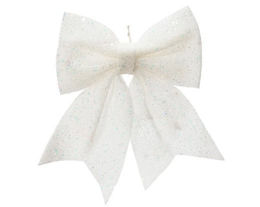 NOEUD PAILLETTES BLANC IRISE 15x17CM (x2)