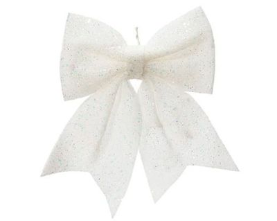 NOEUD PAILLETTES BLANC IRISE 15x17CM (x2)