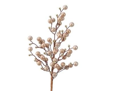 BRANCHE DE PERLES OR ET MOKA 20x60CM