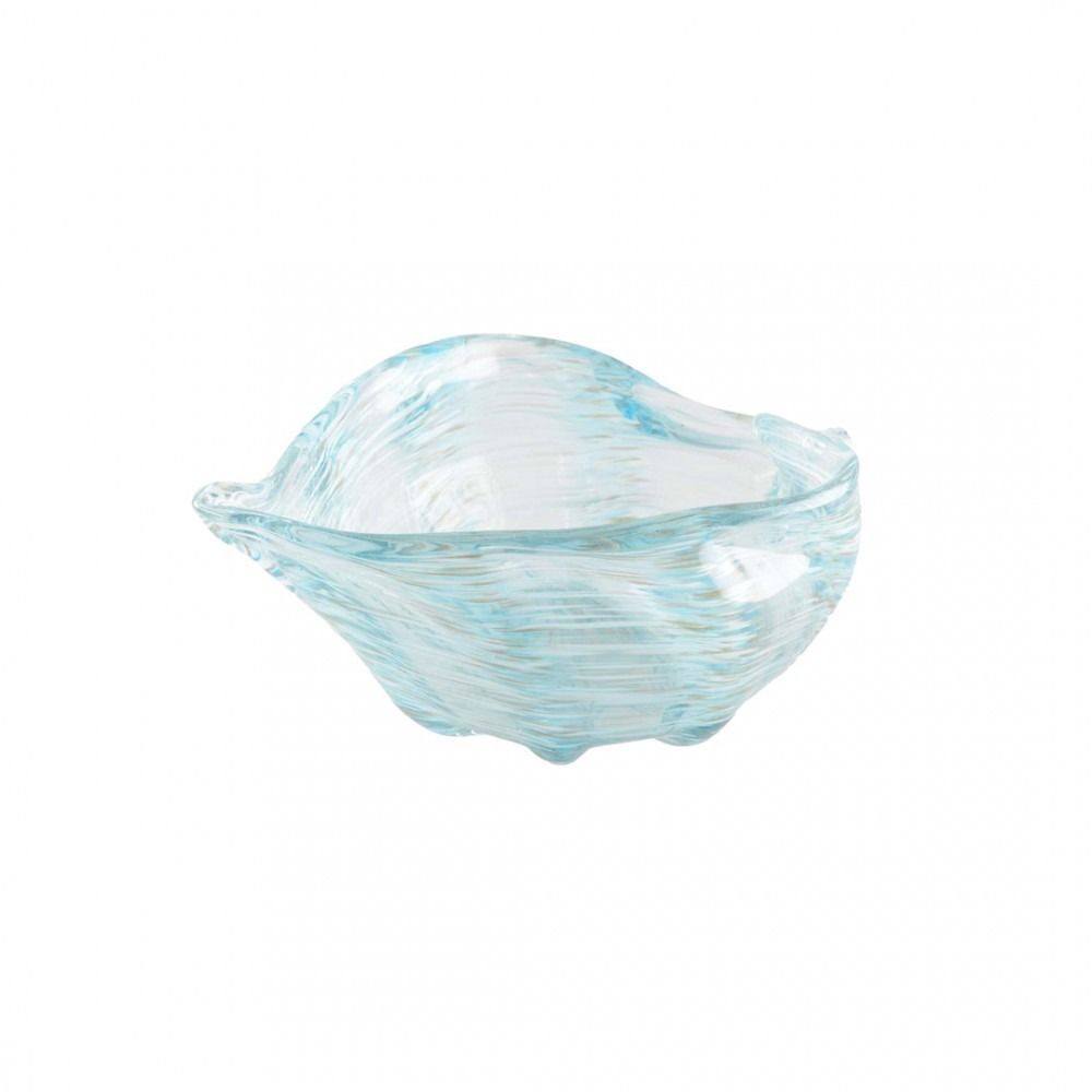 COUPELLE VERRE FORME COQUILLAGE BLEU AZUR 29x17.5CM