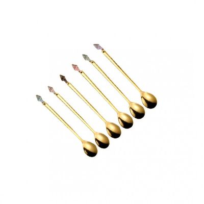 CUILLERE A CAFE INOX DORE PENDANT CQUILLAGE 14x2.5CM (x6)