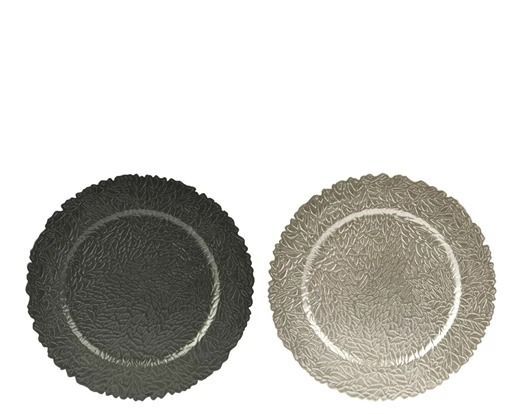 ASSIETTE DE PRESENTATION RELIEF PLATINE OU ANTHRACITE 33CM