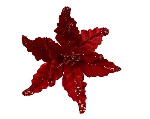 POINSETTIA VELOURS ROUGE 44CM