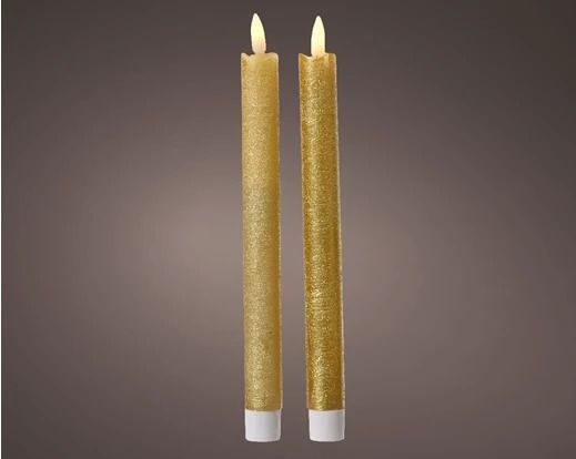 BOUGIE ANTHIQUE LED OR 2.2x24.5CM (x2)