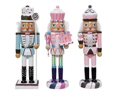 CASSE NOISETTE BOIS DE PIN ROSE ET TURQUOISE 3 MODELES ASSORTIS 25CM