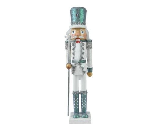 CASSE NOISETTE BOIS DE PIN BLANC ET PAILLETTES ARGENT 51CM