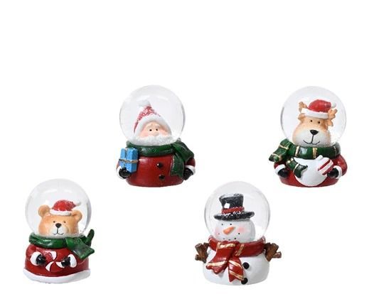 BOULE A NEIGE PETIT PERSONNAGE 4 MODELES ASSORTIS 4.5x6.2CM
