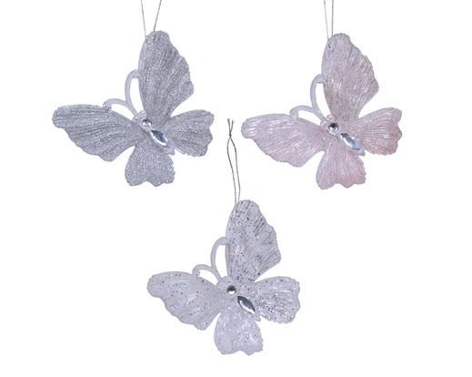 SUSPENSION PAPILLON PAILLETTES ASSORTIS 11x10CM