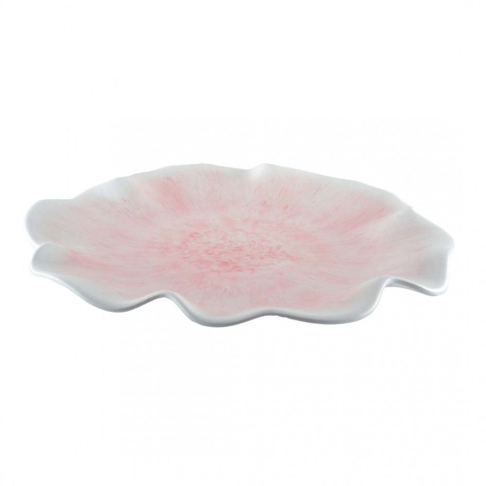 PLATEAU DE PRESENTATION FLORAL MELAMINE ROSE POUDRE 40x5CM