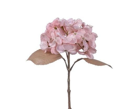 HORTENSIA ROSE SUR TIGE ROSE GOLD 45CM