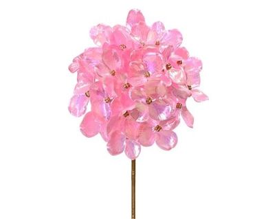 HORTENSIA ROSE GLOSSY SUR TIGE 24CM