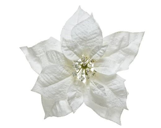 POINSETTIA SUR CLIP BLANC 24CM